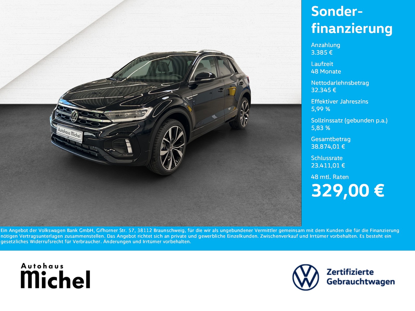 T-Roc 1.5 TSI DSG R-Line LED-Plus TravelAssist AHK Alu-19Zoll