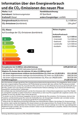 A3 Sportback S line 35 TDI 110kW S tronic UPE 56665 AHK, Interieur S mit Sportsitzen, Assistenzpaket Fahren u. Parken plus, Businesspaket