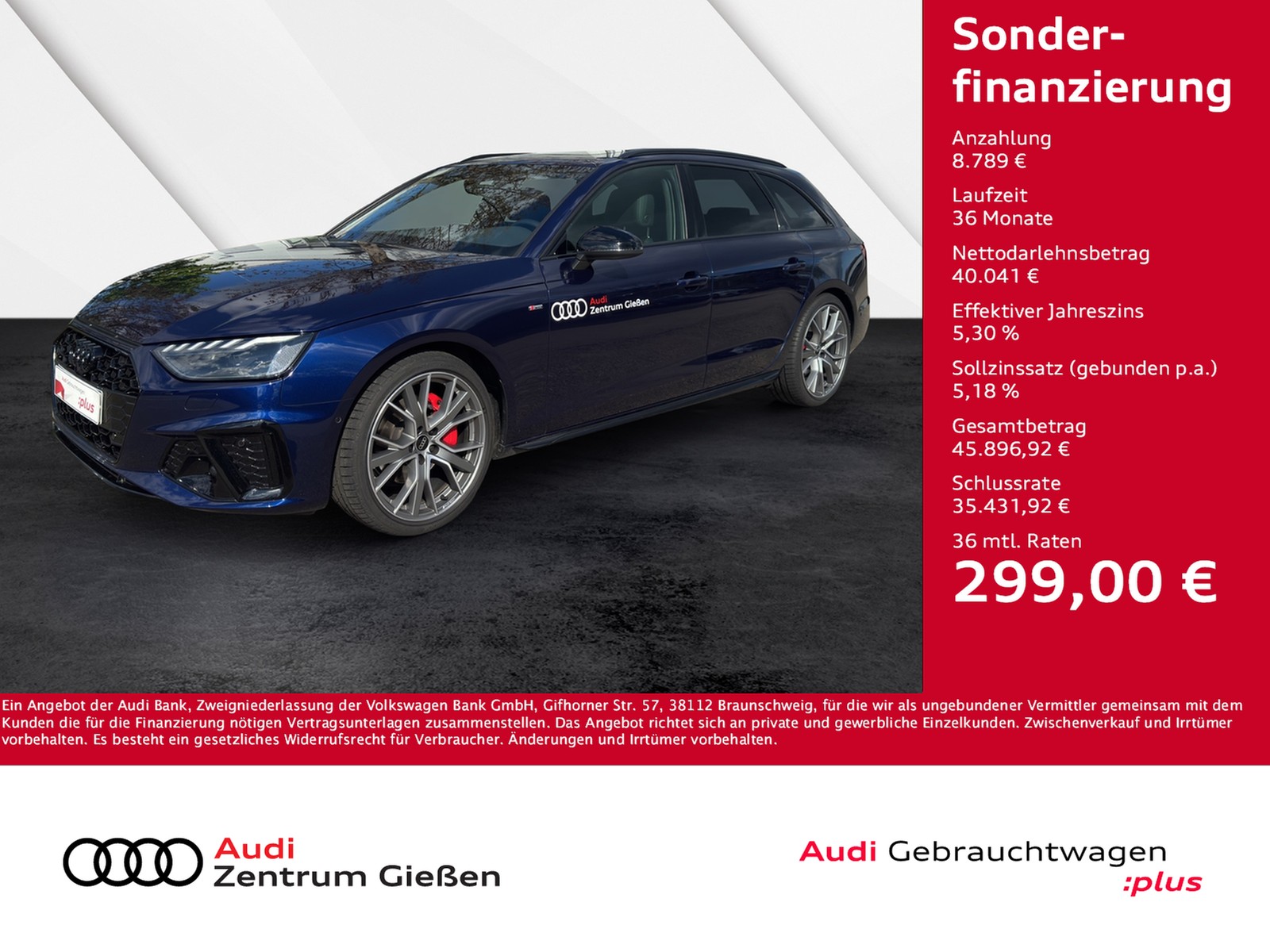 A4 Avant 40 TFSI S line Black B&O Pano Matrix-LED