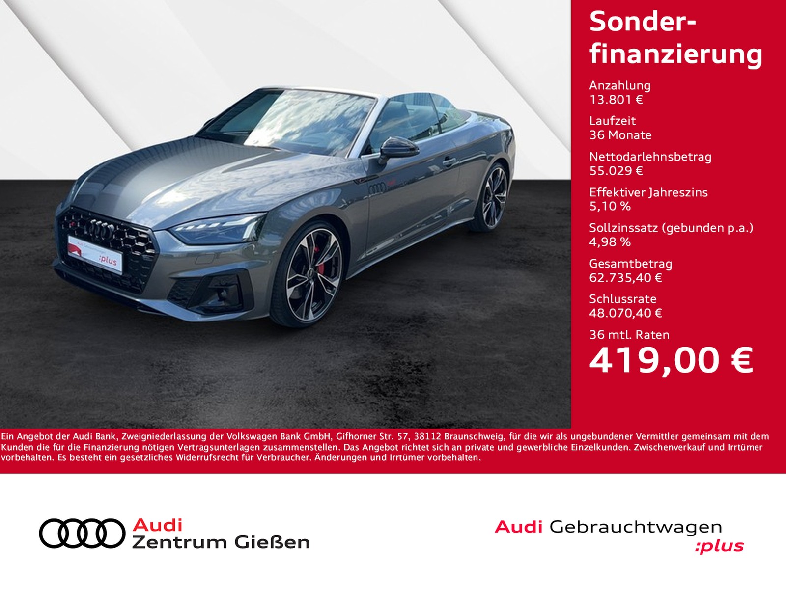 S5 Cabriolet 3.0 TFSI quattro B&O HUD 360°Kamera