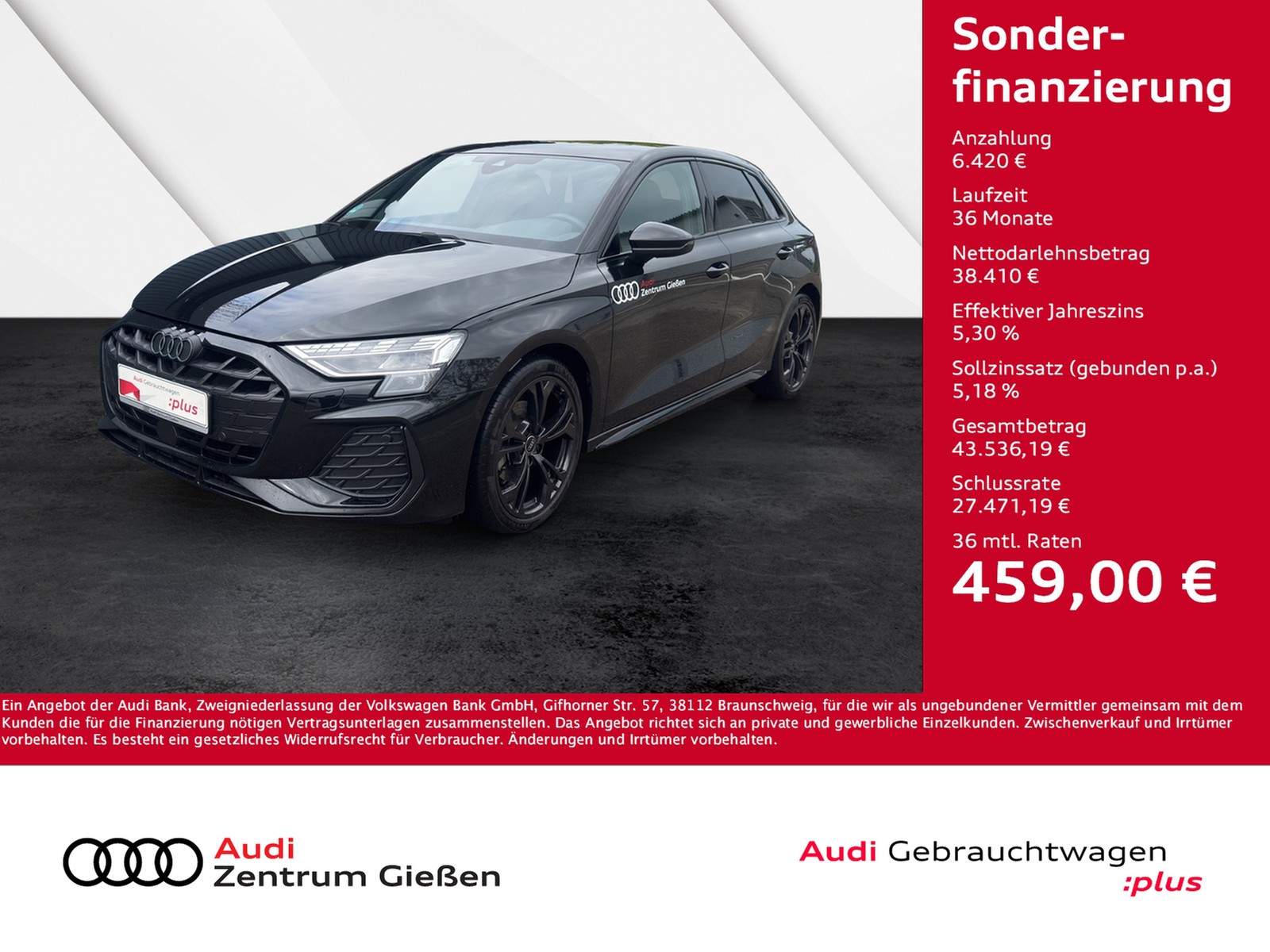 A3 Sportback 35 TDI S line Black AHK Assistenzpaket Nav...
