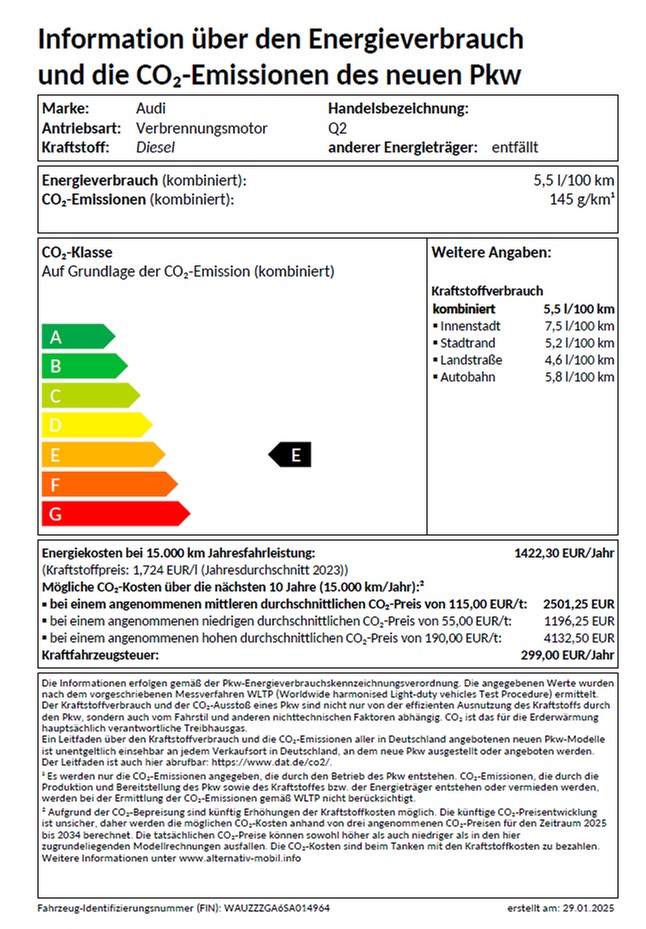 Q2 S line 35 TDI 110 kW UPE 53495 AHK, Optikpaket schwarz plus, Matrix, Assistenzpaket Fahren