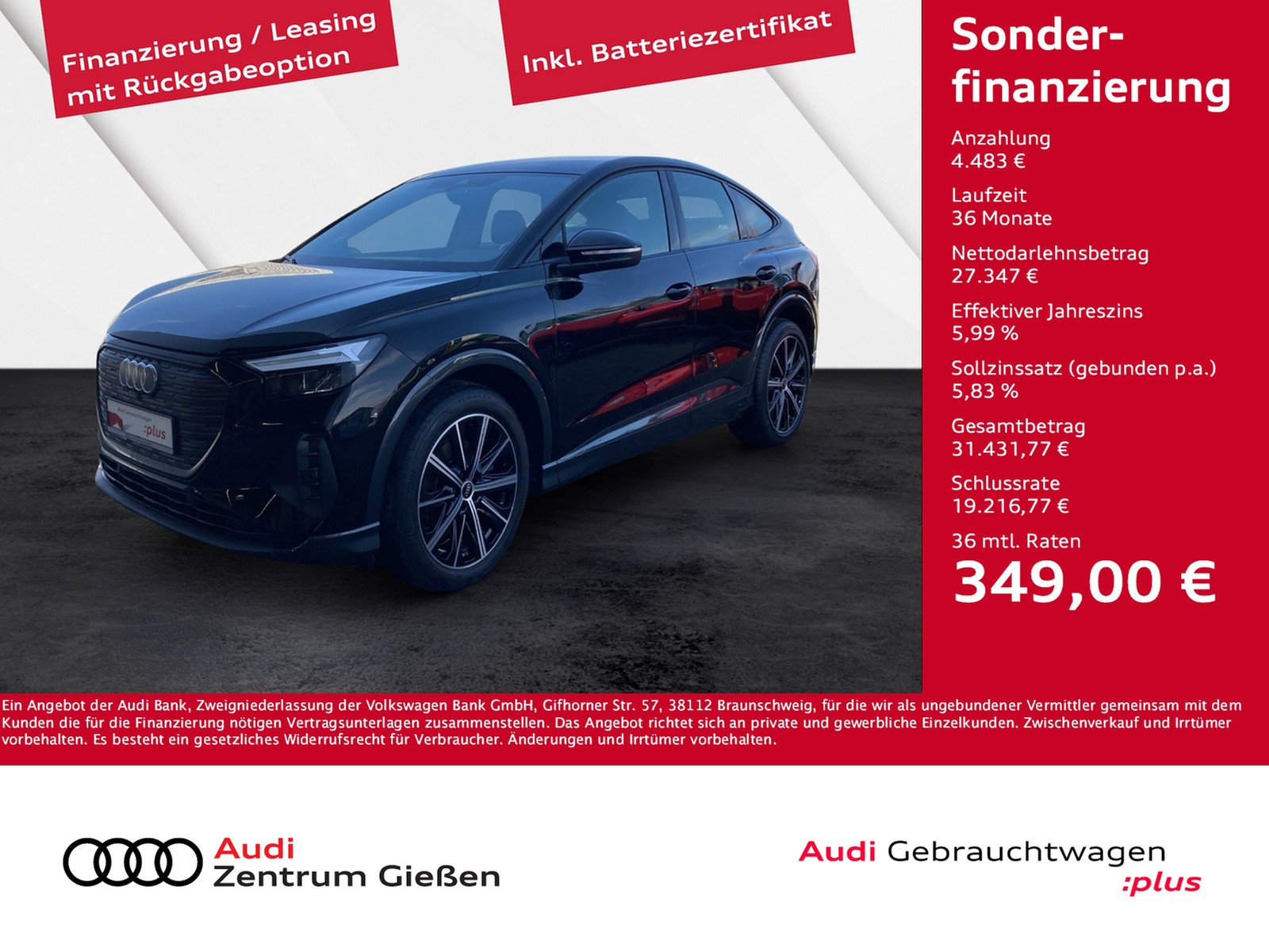 Q4 Sportback 35 e-tron advanced black Assistenzpaket Pl...