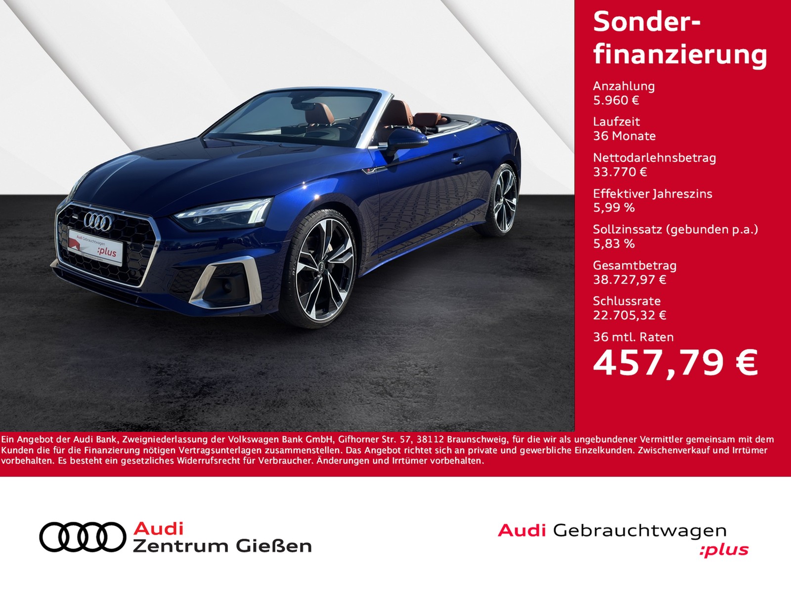 A5 Cabriolet 40 TDI quattro S line B&O MATRIX HuD 360°...