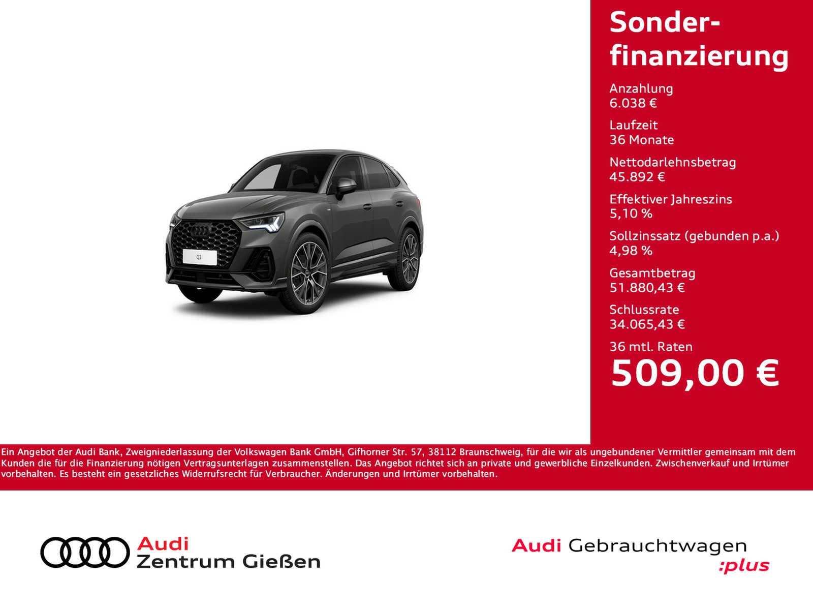 Q3 Sportback 35 TDI S line Black AHK LED Navi