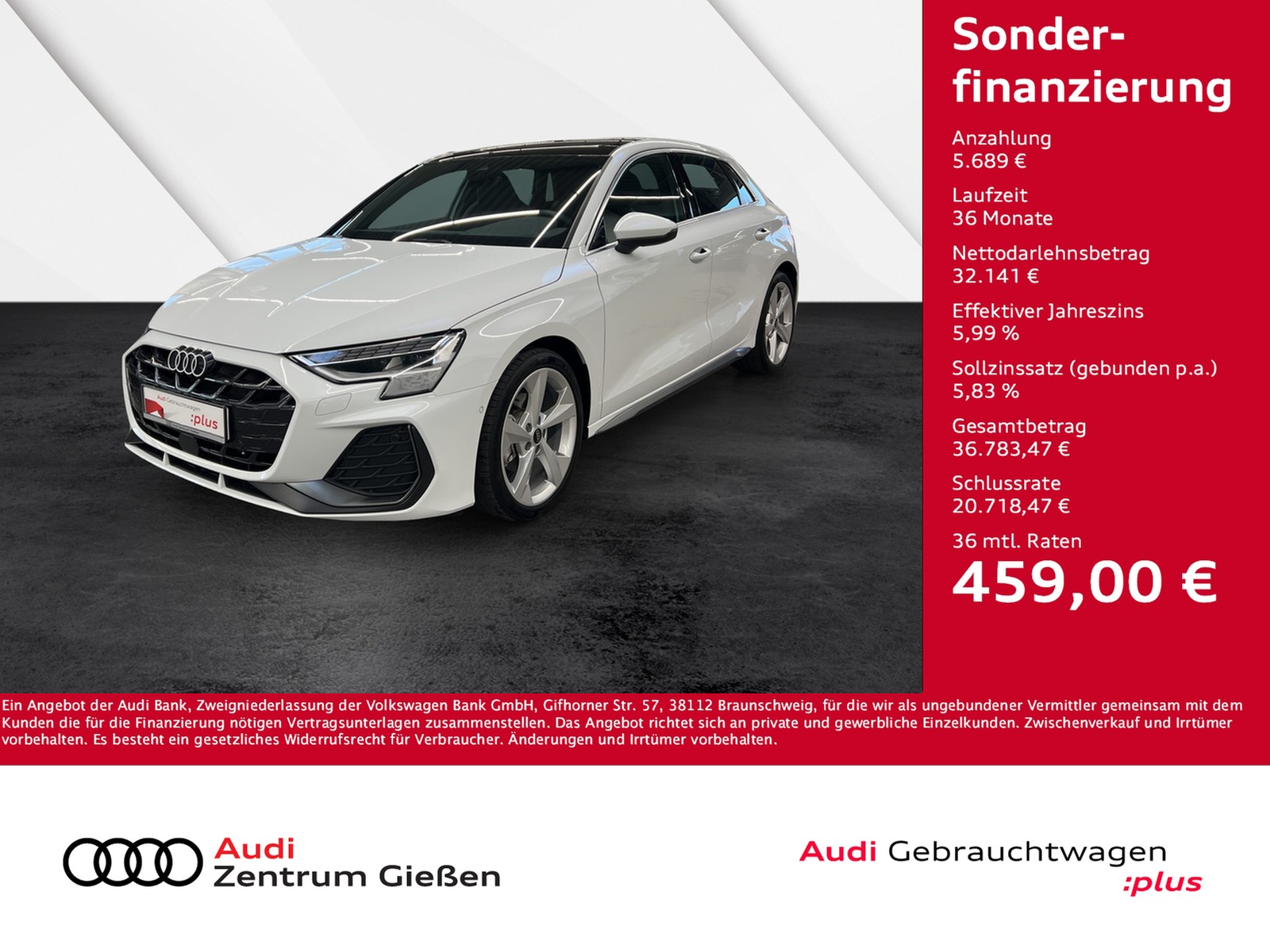 A3 Sportback 35 TFSI S line PANO SONOS MATRIX-LED