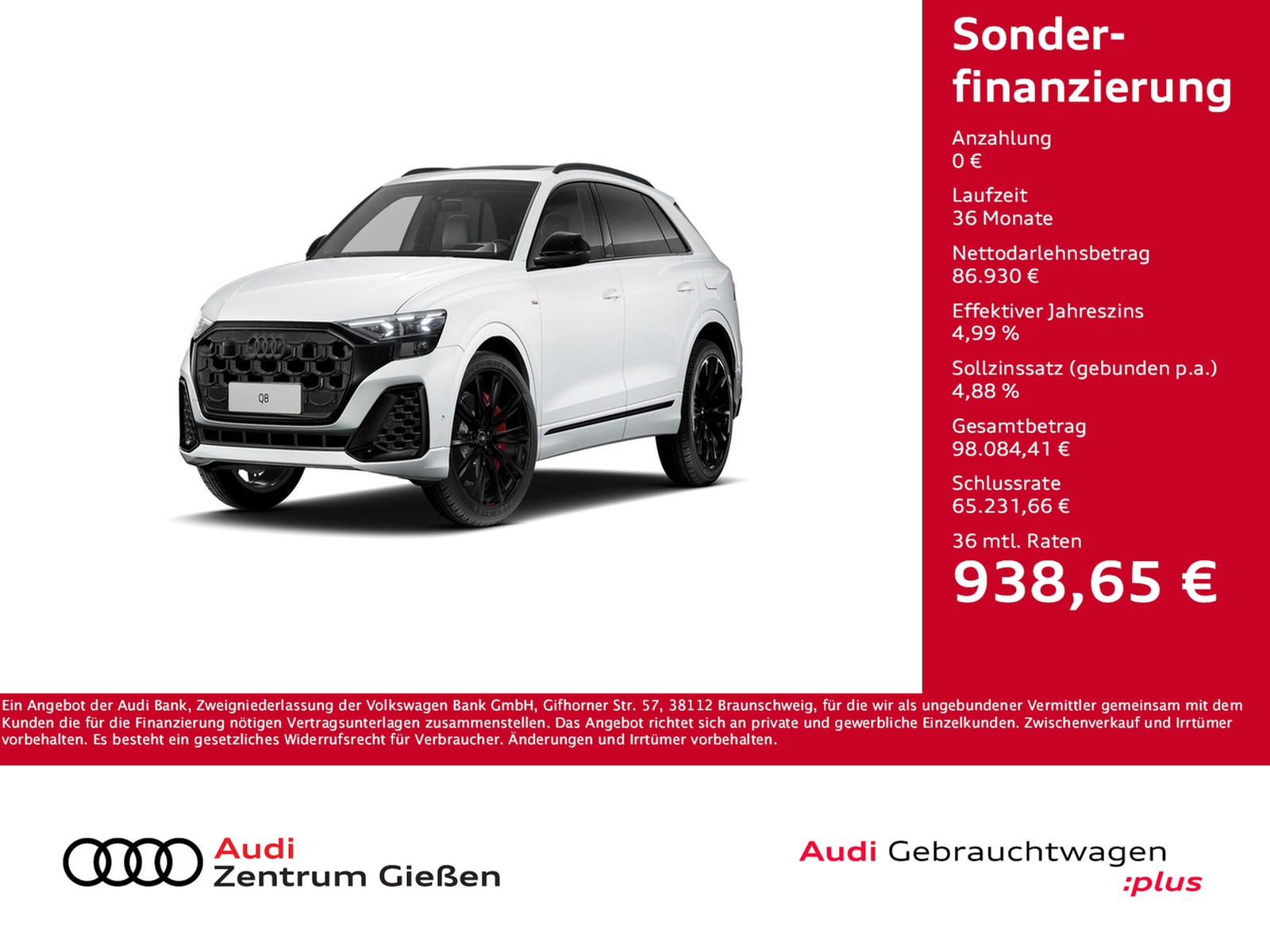Q8 55 TFSI e quattro S line Black B&O HuD PANO AHK