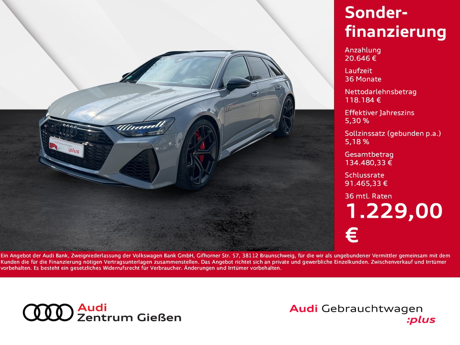 RS 6 Avant 4.0 TFSI quattro performance AHK PANO B&O Hu...
