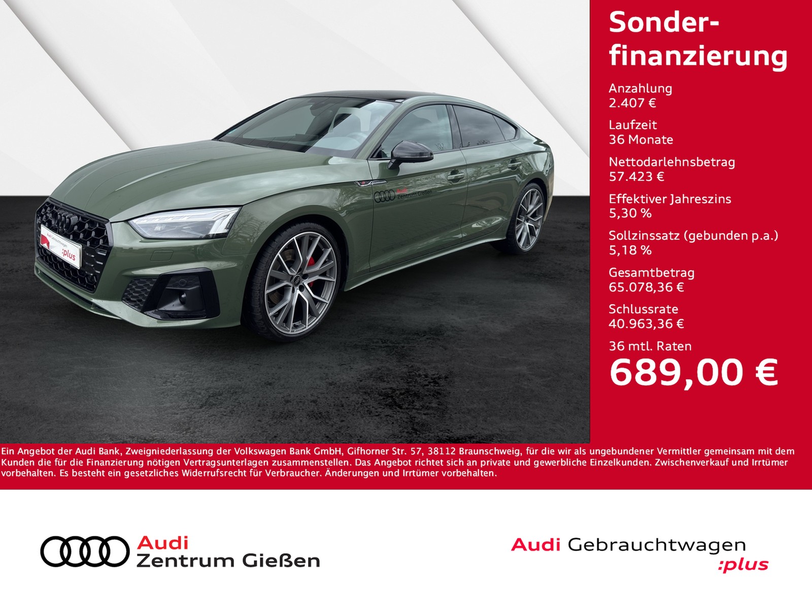 A5 Sportback 45 TDI quattro S line business B&O Pano Ma...