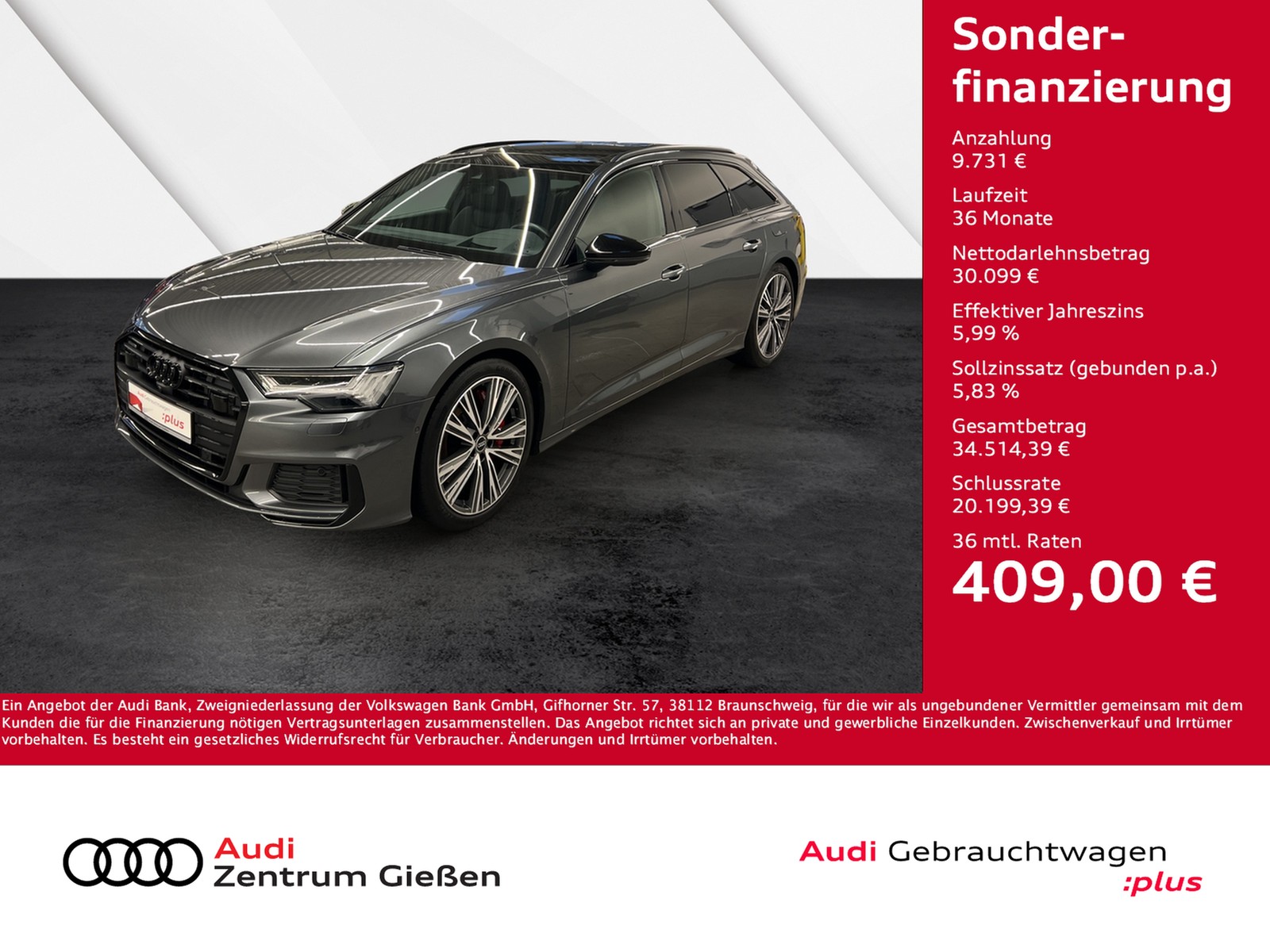 A6 Avant 55 TFSI e quattro S line B&O HuD PANO MATRIX-L...